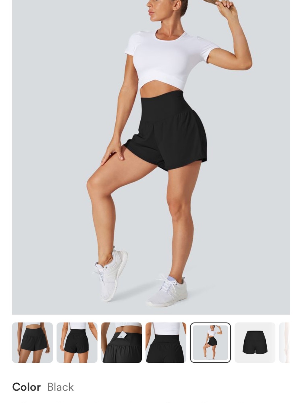 HALARA Black High-Rise Athletic Shorts with Built-In Liner